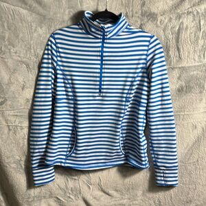 Lucy sweatshirt women Quarter zip pullover striped‎ thumb holes Large sweatshirt
